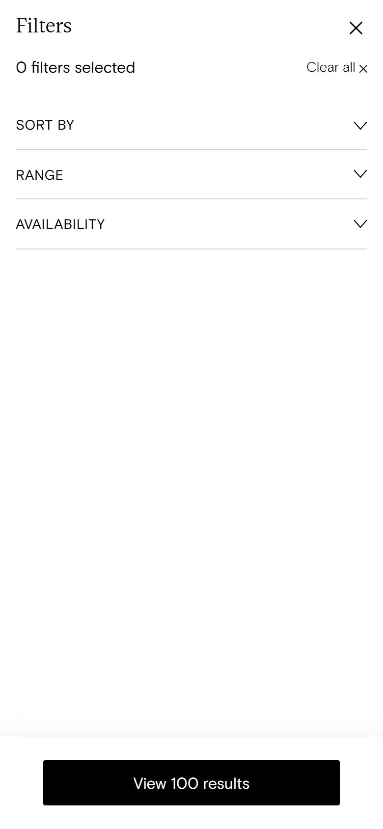 Wild Nutrition collection page, mobile screenshot: A filter menu that spends half its space on stock status