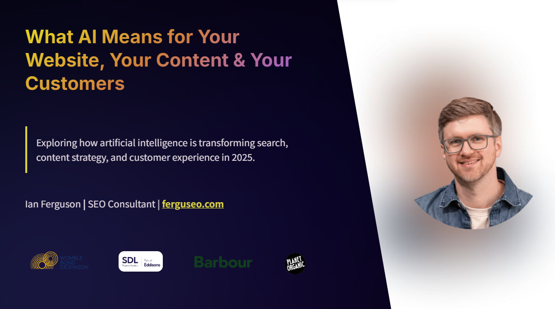 Slide from the talk on what AI means for ecommerce websites